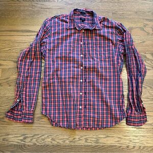 J. Crew Cotton Salmon and Blue Plaid Casual Shirt